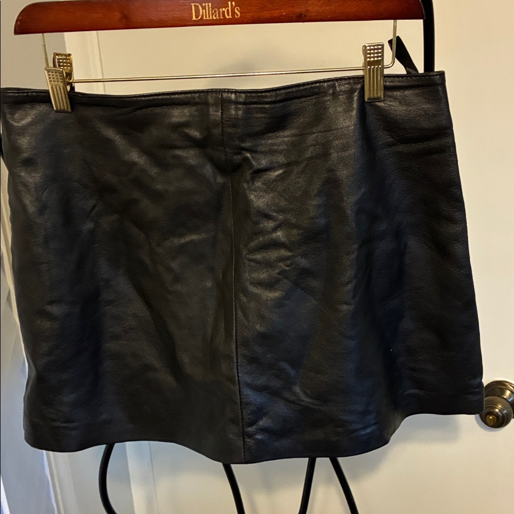 Chateau Black Leather Mini Skirt